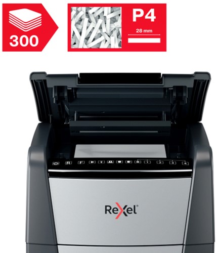 Papiervernietiger Rexel Optimum Auto+ 300X P4 snippers 4x26mm-5