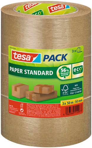 Verpakkingstape Tesa 58292 eco 50mmx50m bundel br 3 Stuk