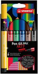 Viltstift STABILO Pen 68/6 Max Arty 6st assorti 6 Stuk
