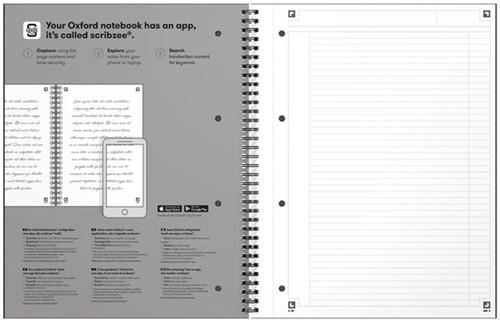 Spiraalblok Oxford International Notebook A4+ lijn petrol blauw-3