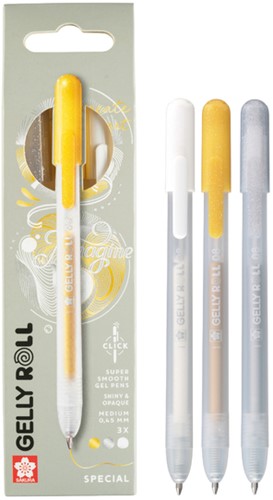 Gelschrijver Sakura Gelly Roll Special 08 klikfunctie set à 3 goud-1