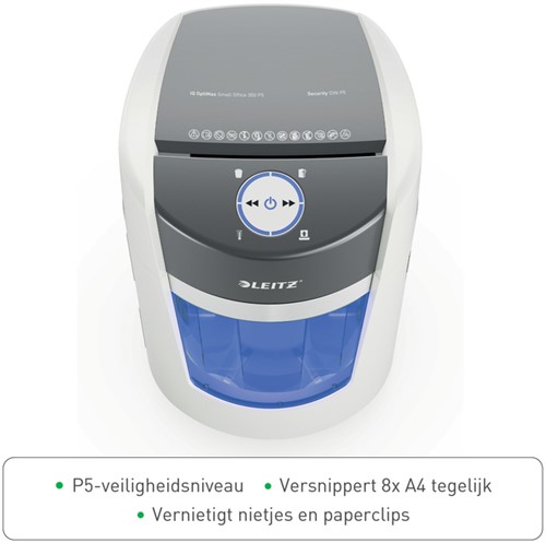 Papiervernietiger Leitz IQ OptiMax 350 Small Office P5 snippers 2x15mm-2