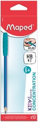 Potlood Maped Kidy Learn Concentration met kauwtopper blauw 10 stuks