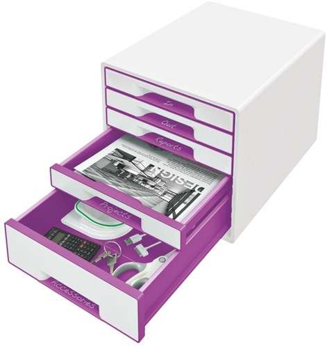Ladenblok Leitz WoW 5 laden wit/paars-2