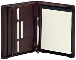 Schrijfmap van der Spek A5 buffelleer + rits bruin 1 Stuk