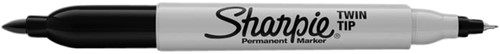 Viltstift Sharpie rond Twin tip ultra fijn & F zwart blister à 1 stuk-1