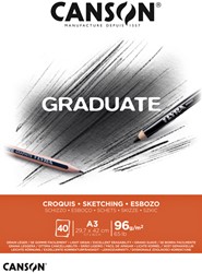 Schetspapier Canson Graduate Sketch 40vel 96gr A3 natuurlijk wit