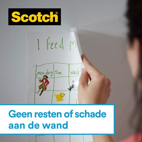 Plakband Scotch 19mmx16.5m Wall Safe + handdisp 1 Stuk-1