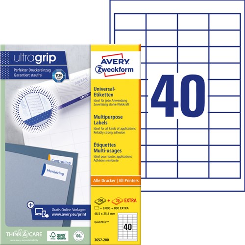Etiket Avery 3657-200 48.5x25.4mm wit 8000 stuks-2